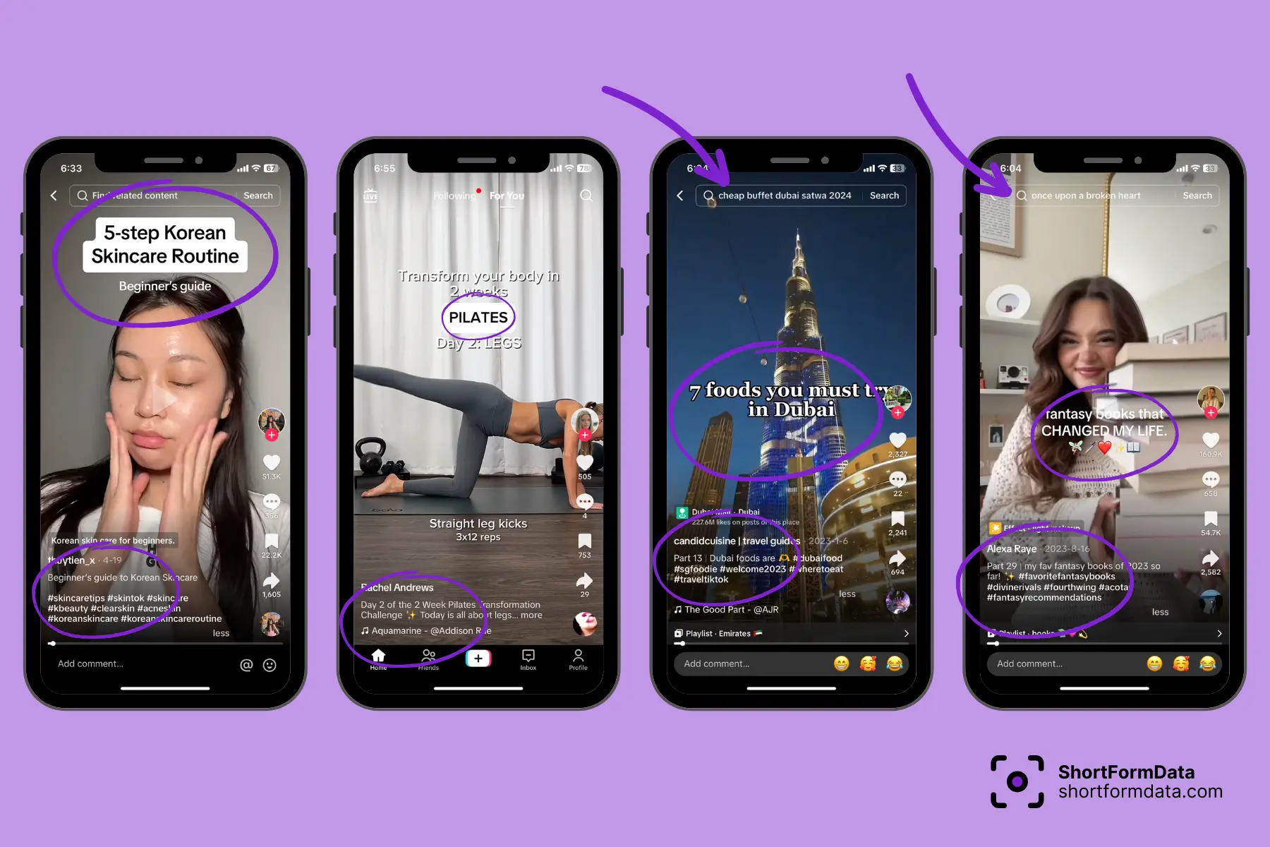 TikTok keywords highlighted in the app